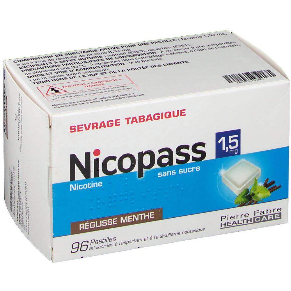Nicopass® Réglisse Menthe s/s 1,5 mg - shop-pharmacie.fr
