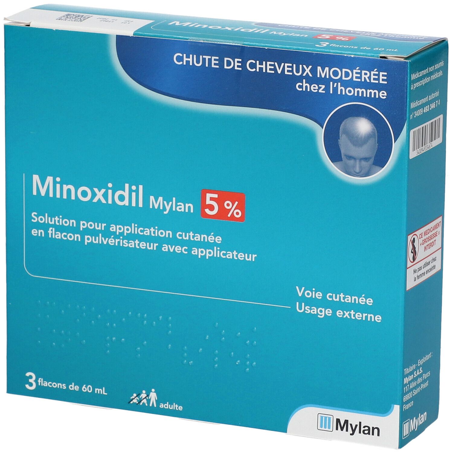 Minoxidil Mylan 5% 3x60 ml - Redcare Pharmacie