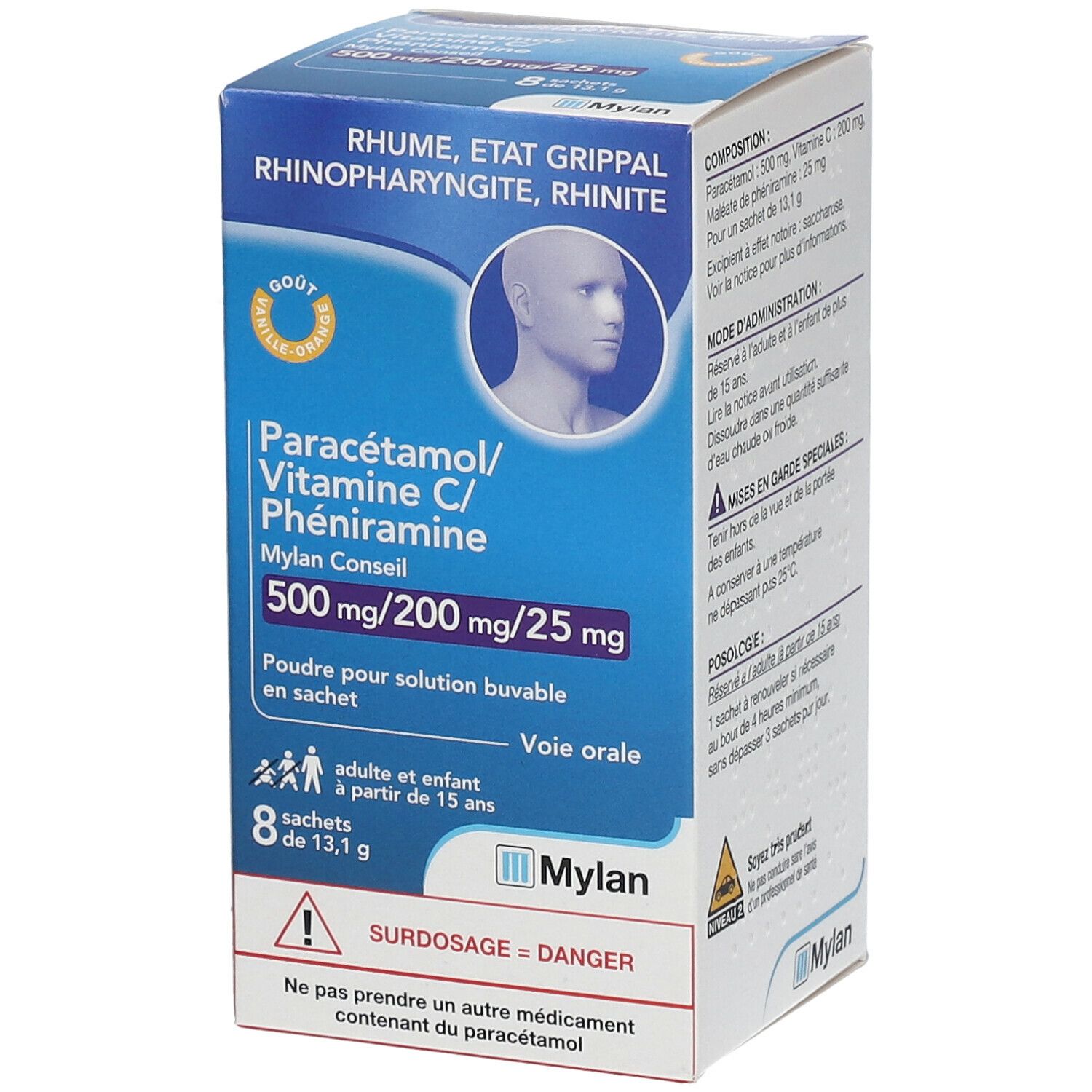 Paracétamol/ Vitamine C/ Phéniramine Mylan Conseil 500 mg/200 mg/25 mg