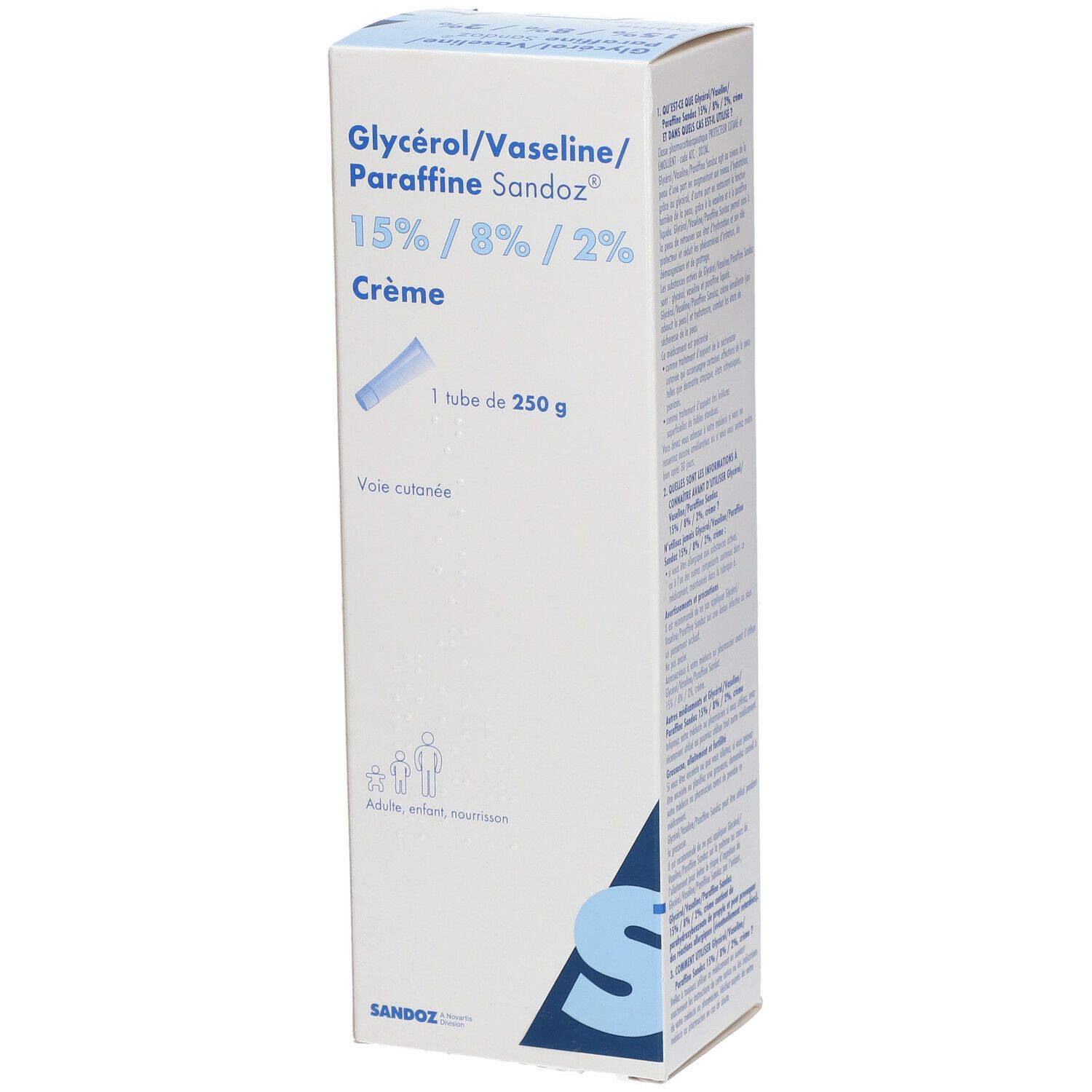 Glycérol/Vaseline/Parafine 15% / 8% / 2% Sandoz® Crème