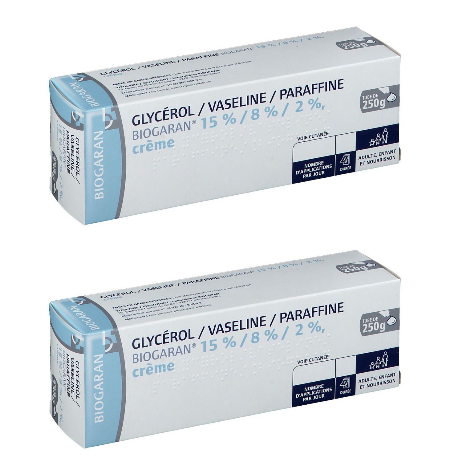 Biogaran® Glycérol/ Vaseline/ Paraffine 15% / 8% / 2% Crème