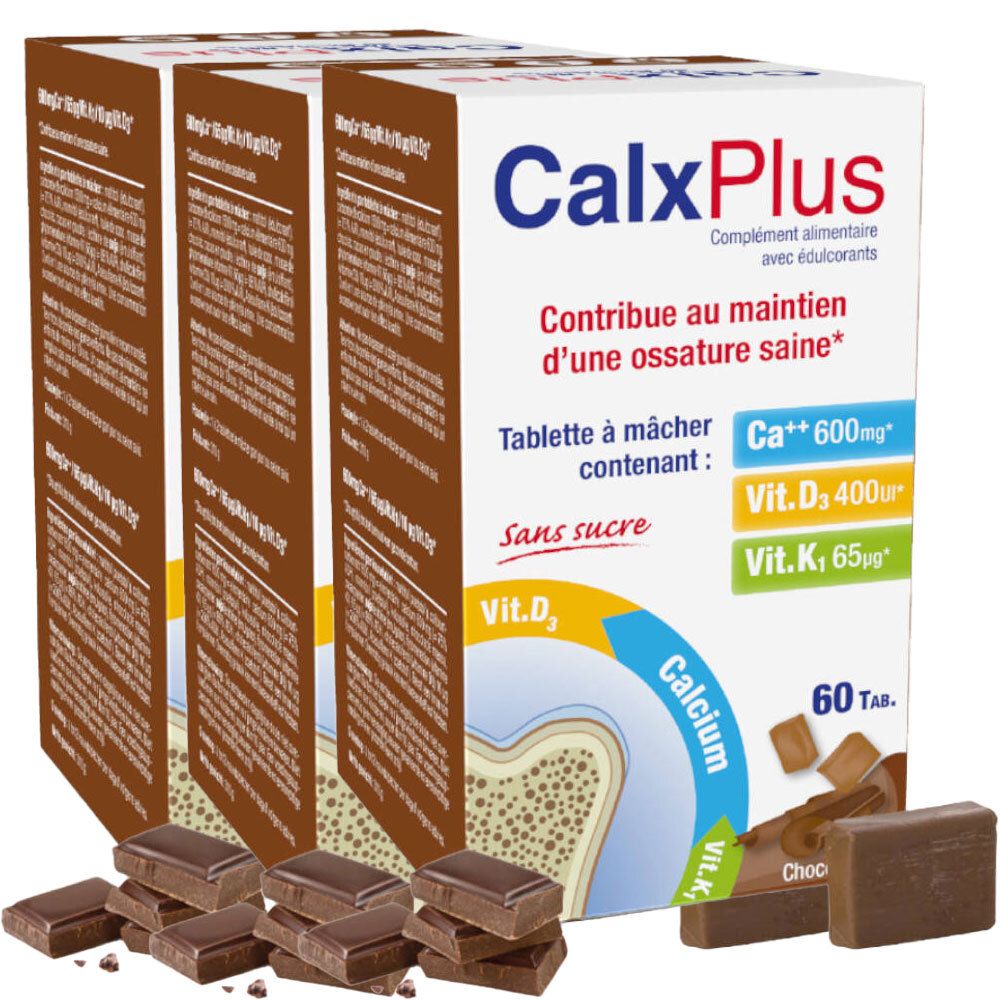 CalxPlus Bonbon Chocolat Sans Sucre TRIO Set(S) 3x60 pc(s)