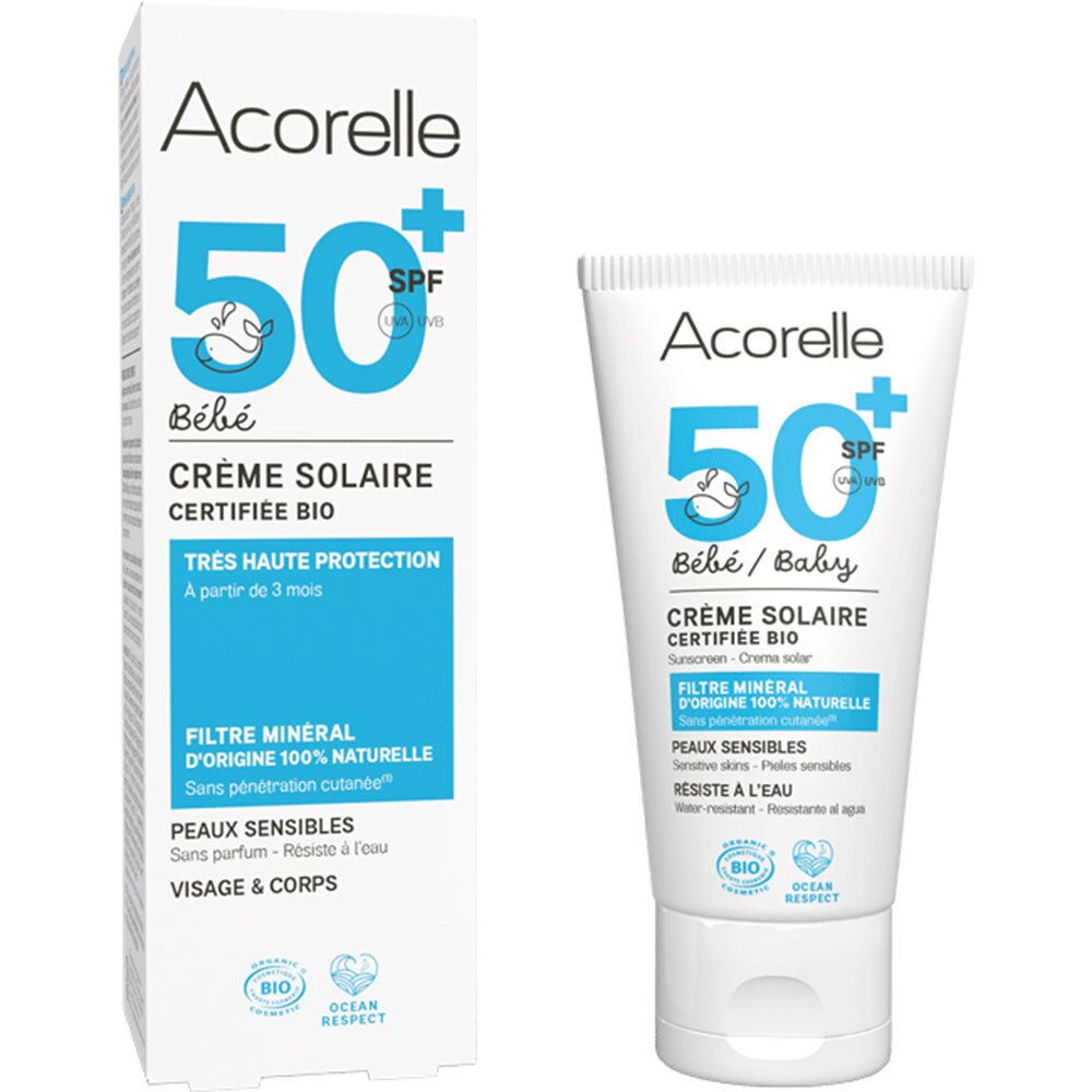 Acorelle Crème Solaire Bébé Spf50+ Pour La Peau 50 Ml Nourrisson