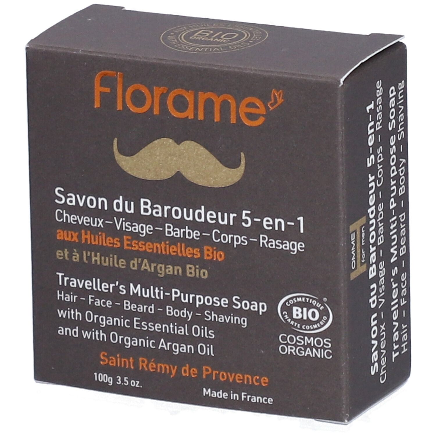 Florame Savon Du Baroudeur 5 En 1 Homme Bio Cèdre & Argan 100 G