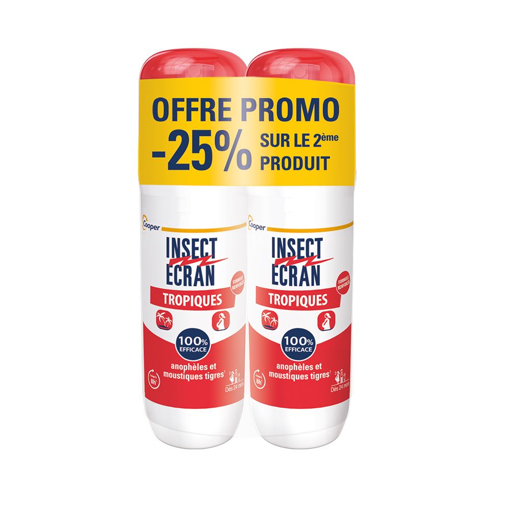 Insect Ecran - Anti-Moustiques Tropiques Spray Répulsif Peau Protection Contre Les Piqûres De Moustiques Paludisme 75 Ml Lot 2 -25% Liquide 150