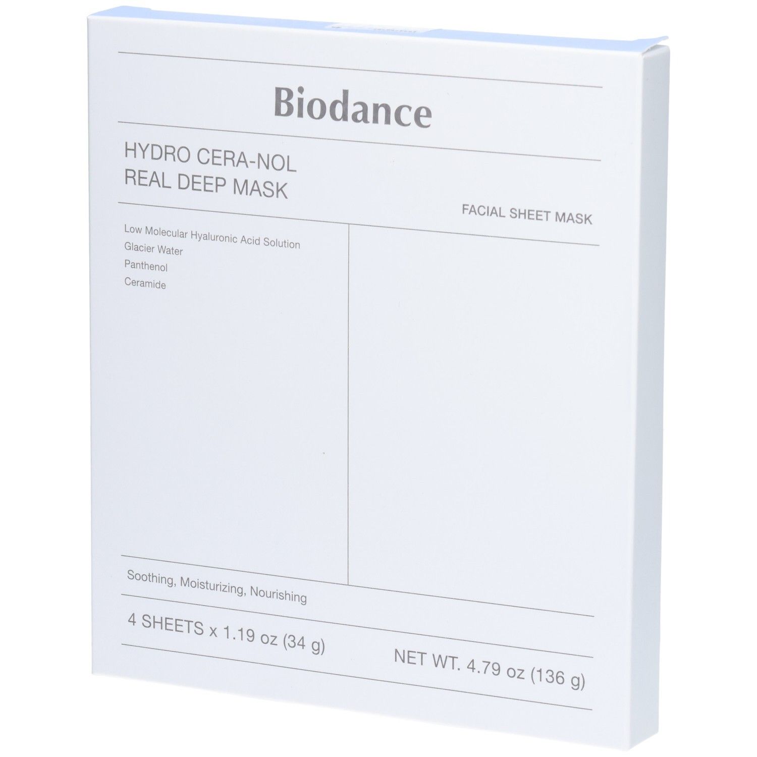 Biodance Hydro Cera-Nol Kit De 4 Masques Hydrogel Hydratant Hydro Cera-Nol Bleu pour Femme, Marionnaud - Image 4