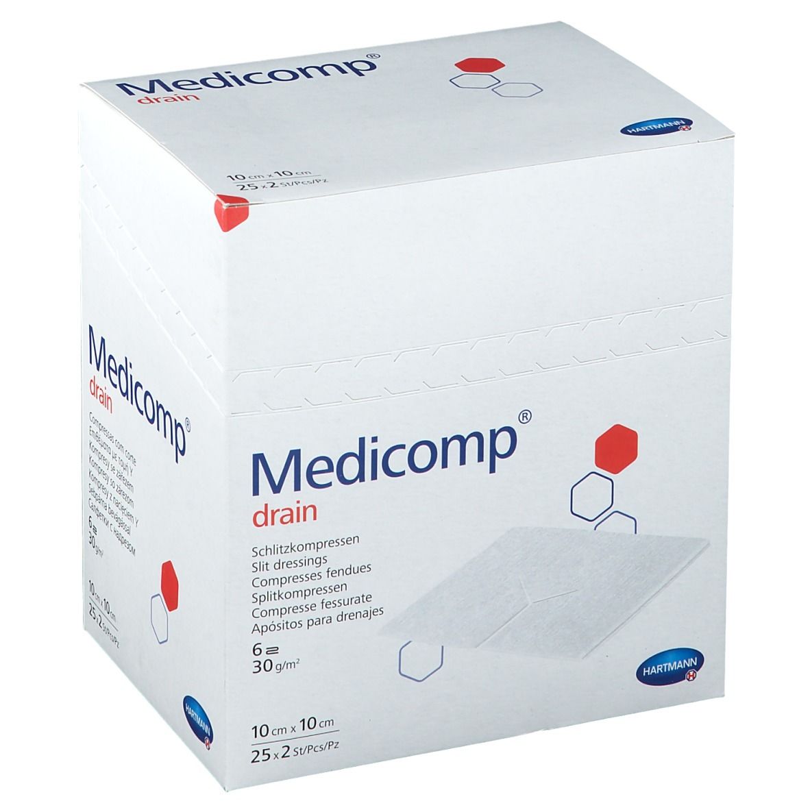 Hartmann Medicomp Drain Stérile Compresse 6 Plis 10 x 10cm 421535 Compresses 50 pc(s)