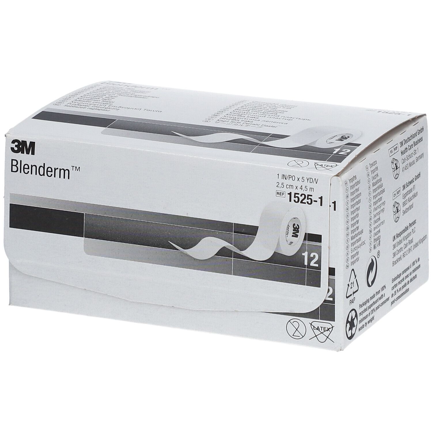 3M Blenderm Sparadrap Chirurgical 2,5 cm x 4,57 m 12 pc(s) Pansement(S)