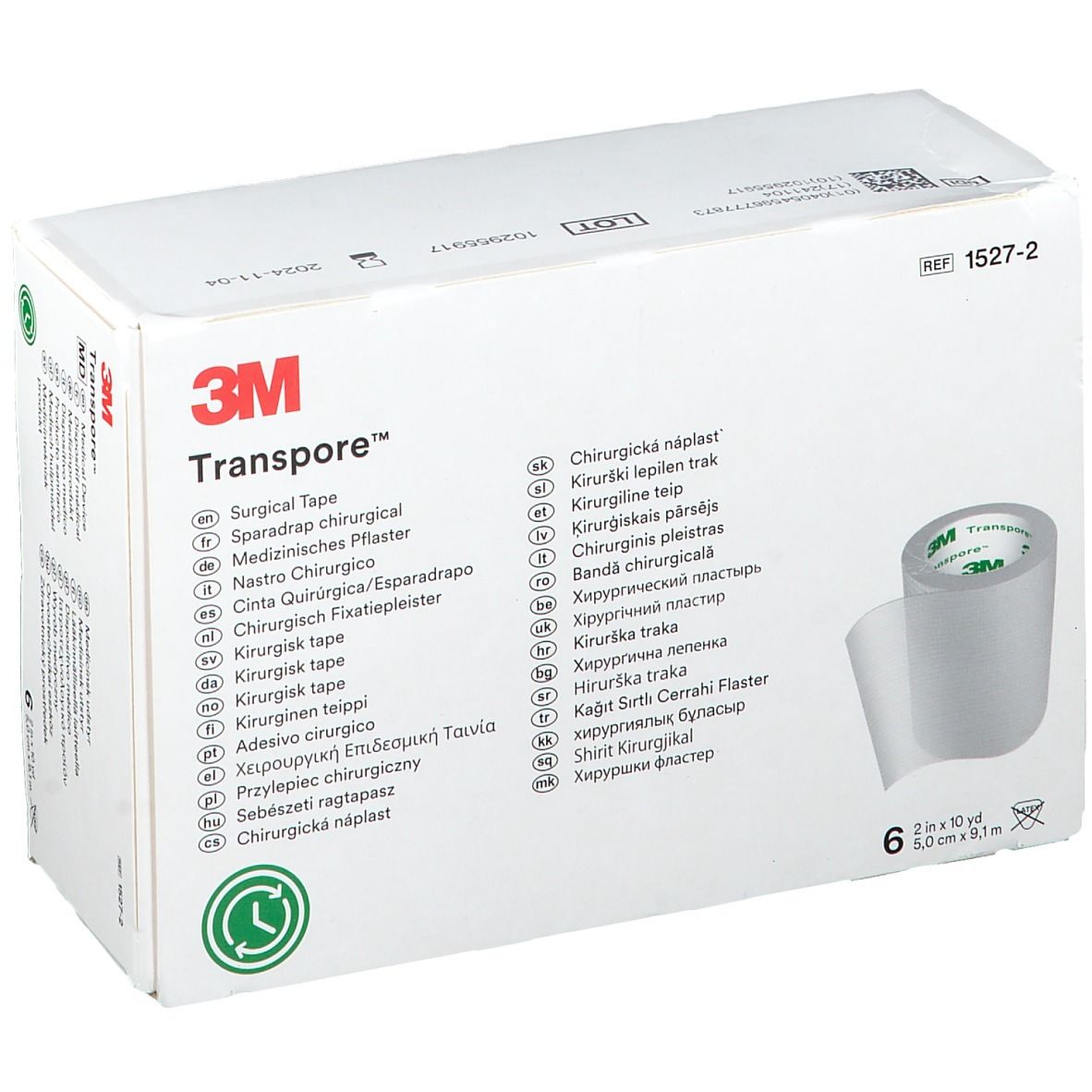 3M Transpore Sparadrap chirurgical (5 cm x 9,15 m) 1527-2 6 pc(s) Pansement(S)