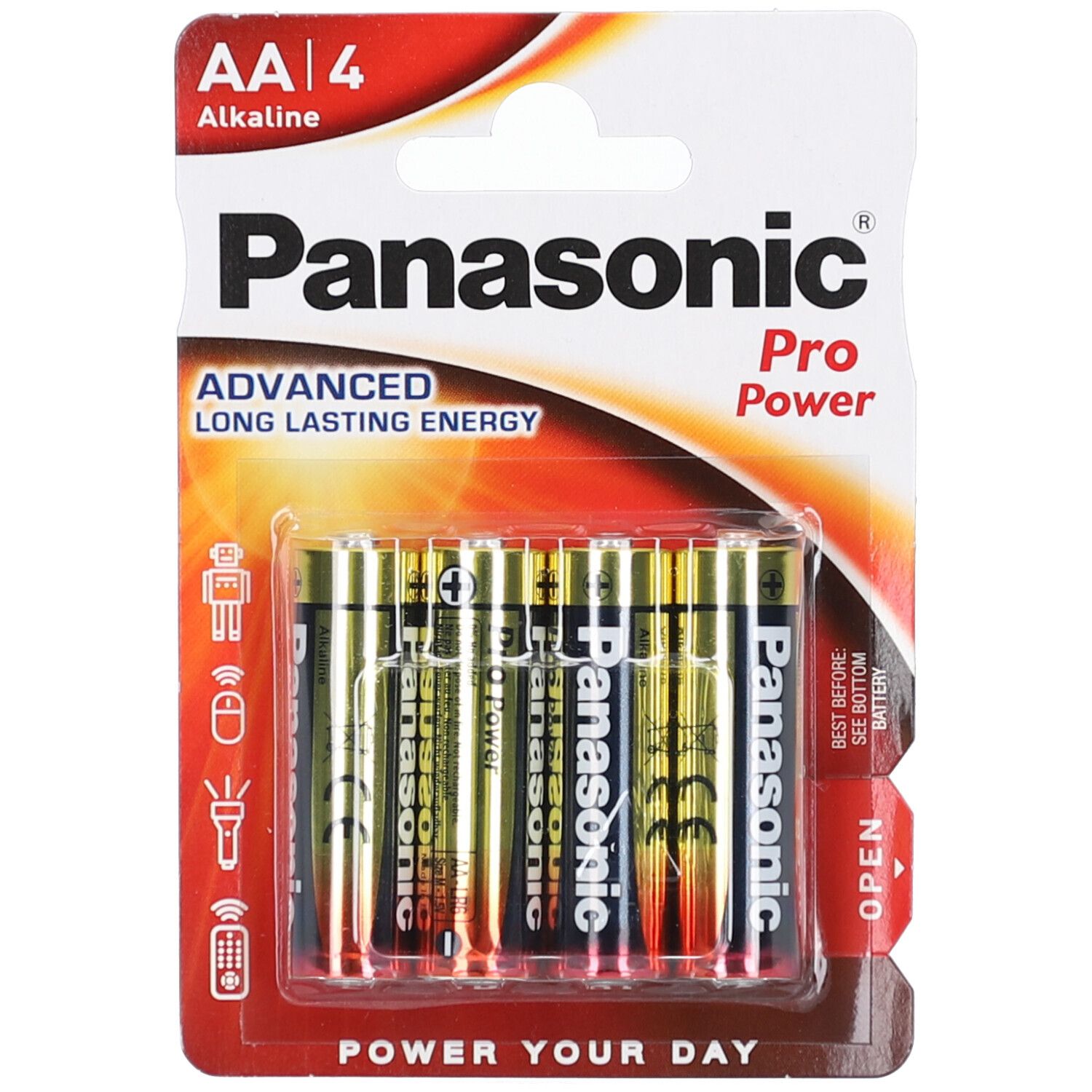 Pile Panasonic LR6PPG Alcaline AA-M 1,5 V Lot de 4 - Image 1