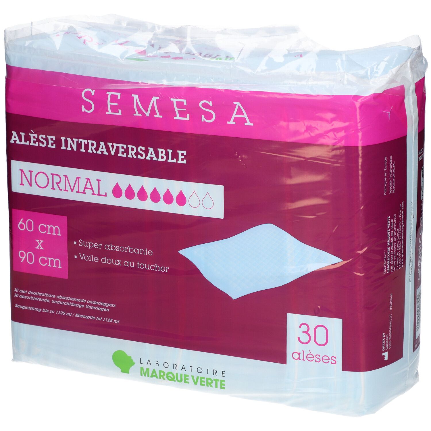 Marque Verte Semesa Alèse Absorbante Normal 60 cm x 90 Support 30 pc(s)