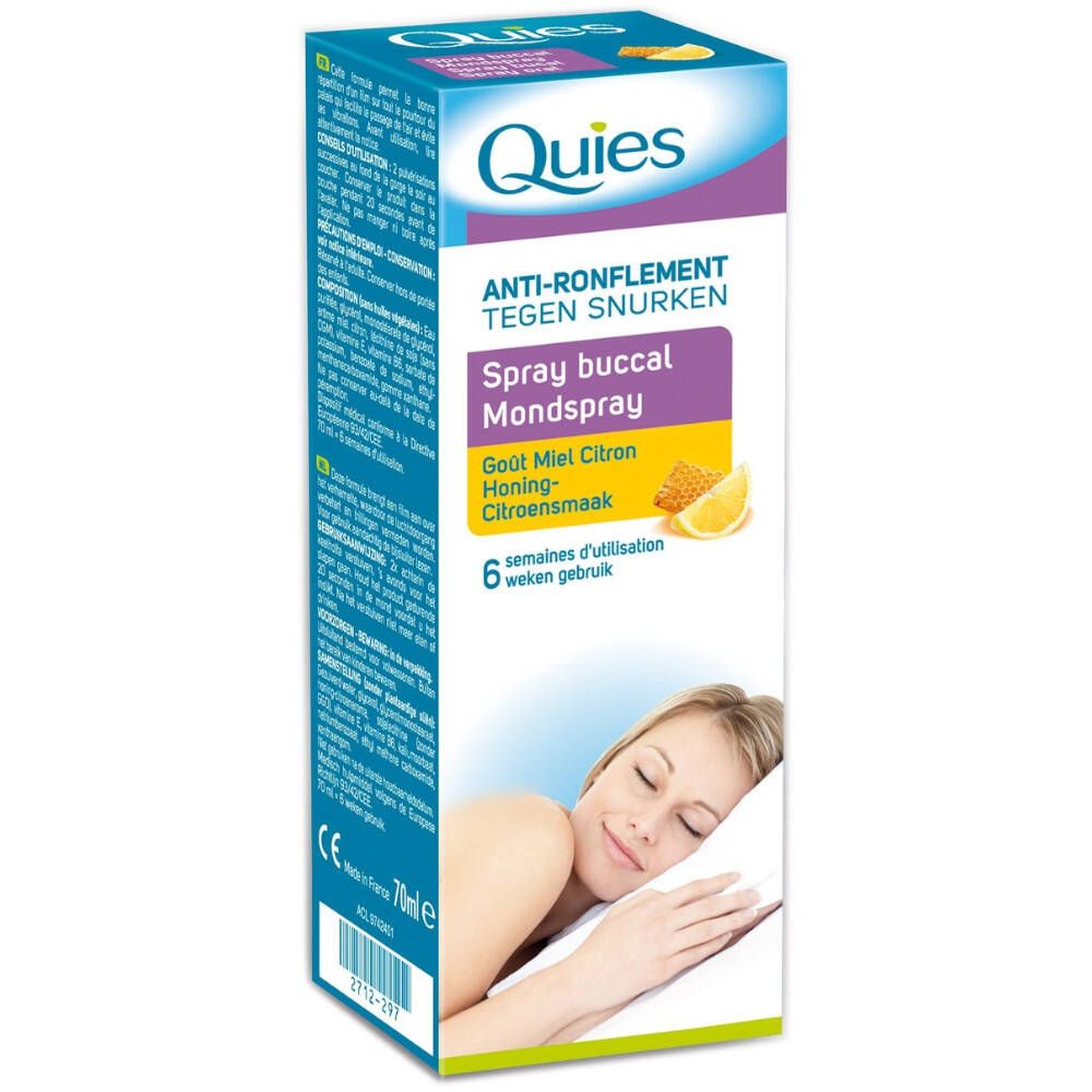 Quies Spray Buccal Anti-Ronflement Miel-Citron 70 ml Spray