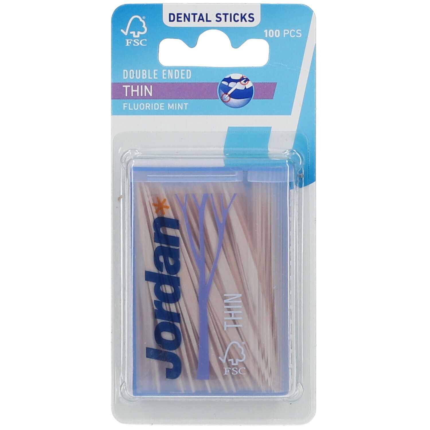 Jordan Cure-Dents bois Fin Double Face 100x55 pc(s) Bâtonnet(S)