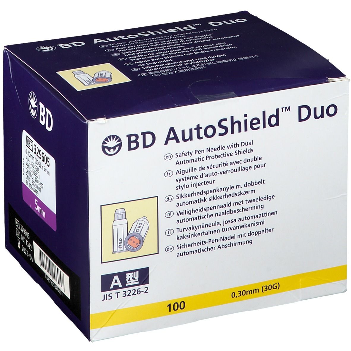 BD AutoShield™ Duo Aiguilles sécurisées 0,30 mm (30G) x 5 Canule 100 pc(s)