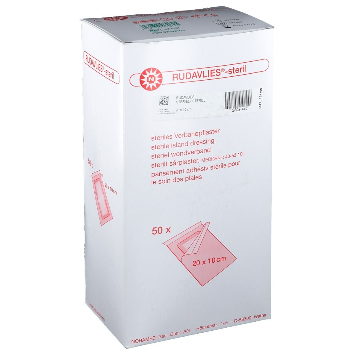 RUDAVLIES -pansement stérile 20 x 10 cm 50 pc(s) Bandage(S)