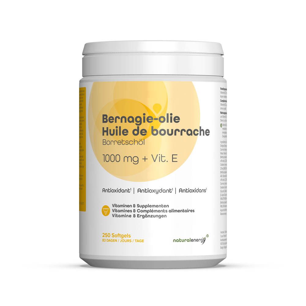 Natural Energy Huile de Bourrache 1000mg + Vitamine E 250 pc(s) Capsule(S)