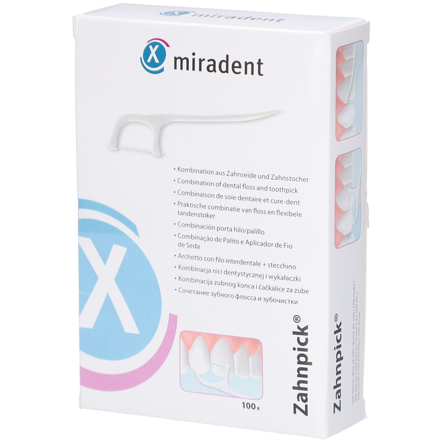 Miradent Cure-dents avec Soie Dentaire 100 pc(s) Bâtonnet(S)