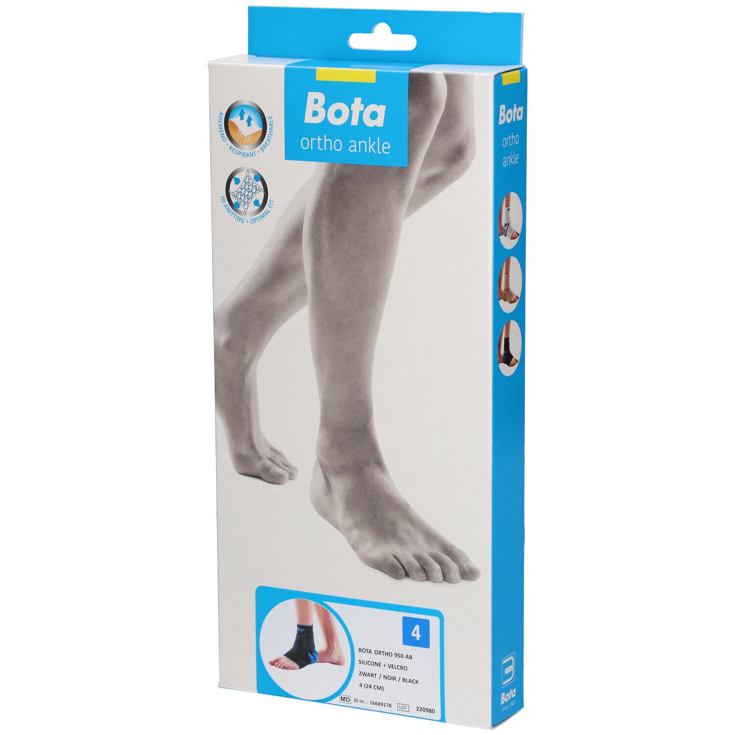 Bota Ortho AB 950 + Velcro Silicone Noir Taille 4 Bandage(S) 1 pc(s)