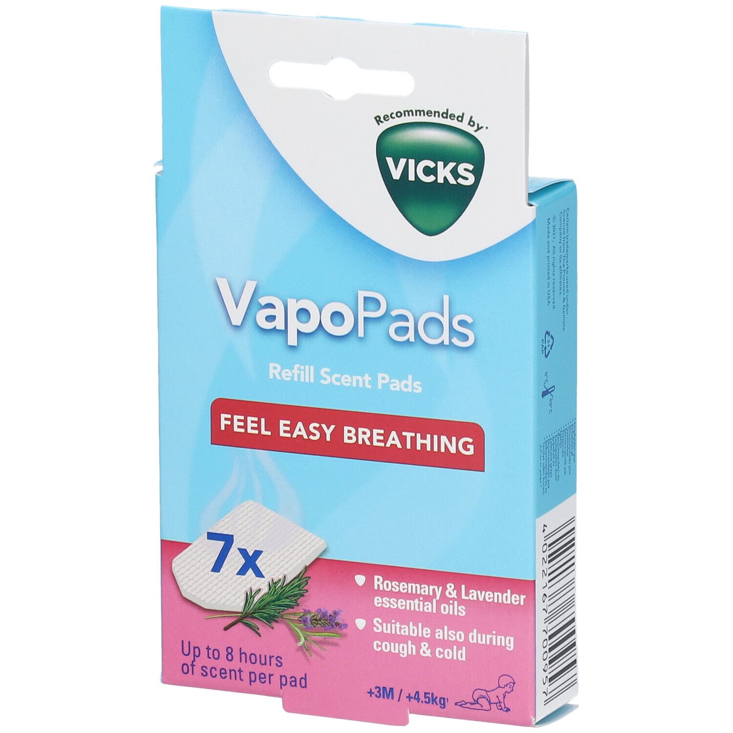Vicks Pediatric Vapopads Romarin & Lavande Compresses 7 Pc(S) Nourrisson