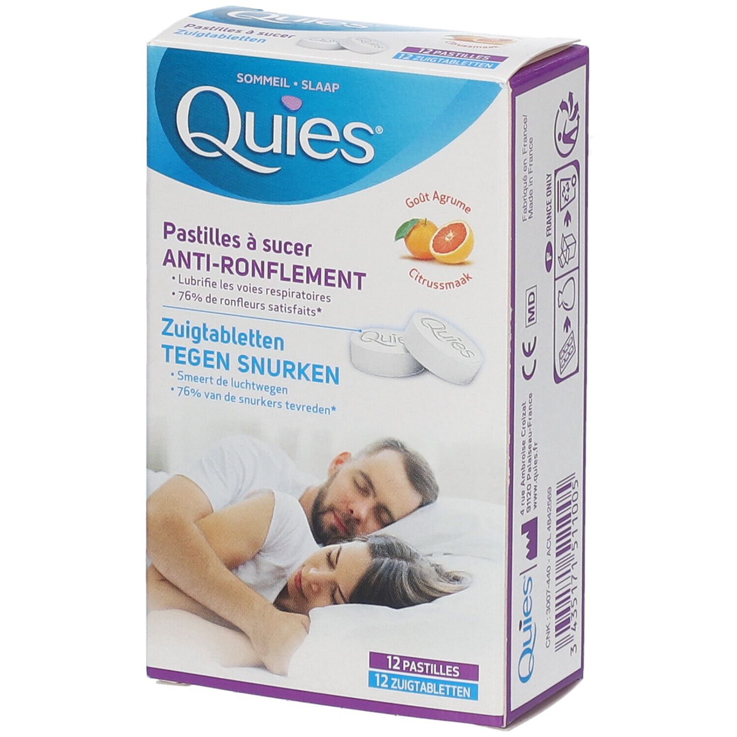 Quies Pastilles à Sucer Anti-Ronflement 12 pc(s) Comprimé(S) À Sucer
