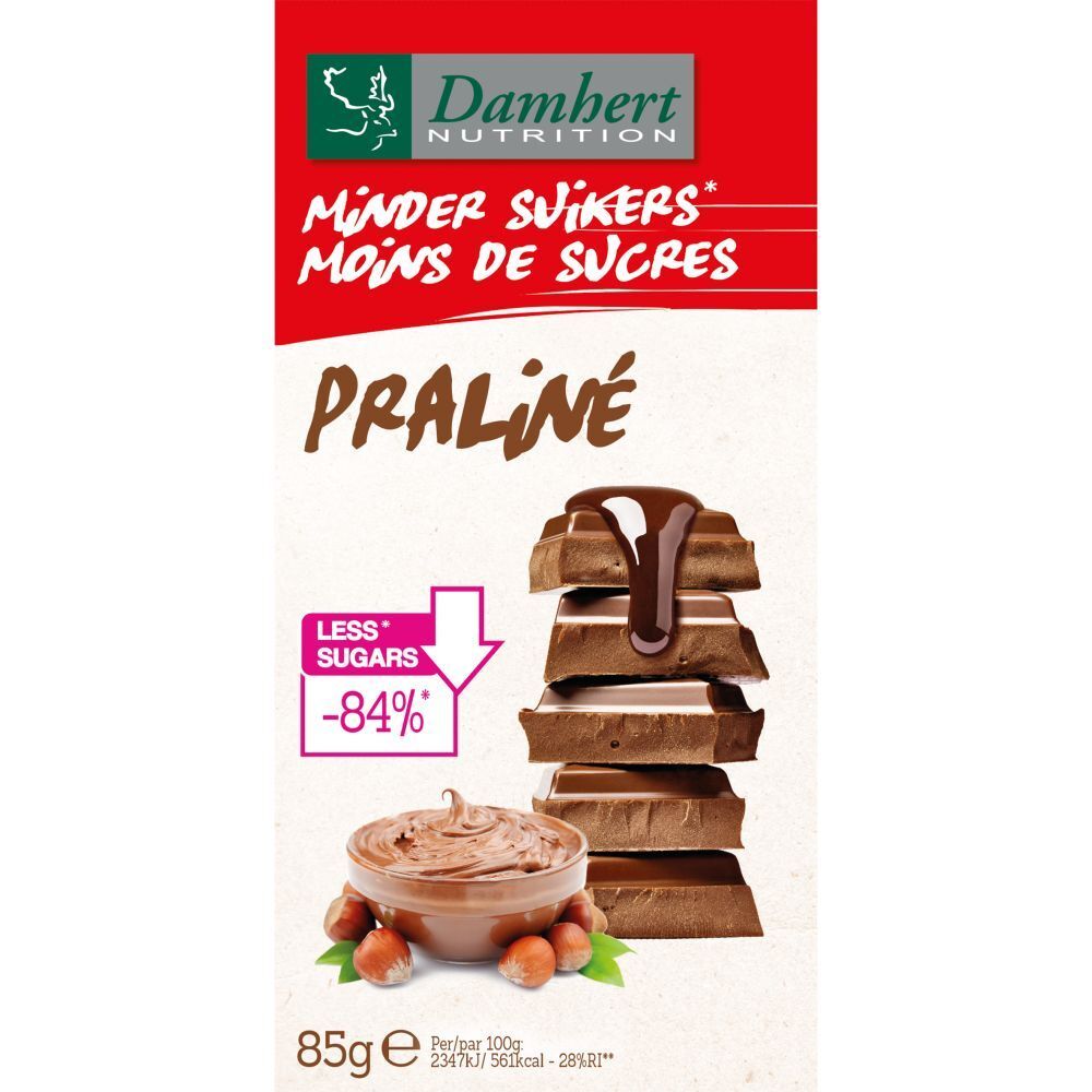 Damhert Chocolat Praline Moins de Sucres 85 g
