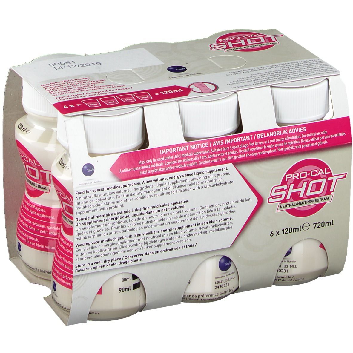 Pro-Cal shot Neutral 6x120 ml Solution(S) Buvable(S)
