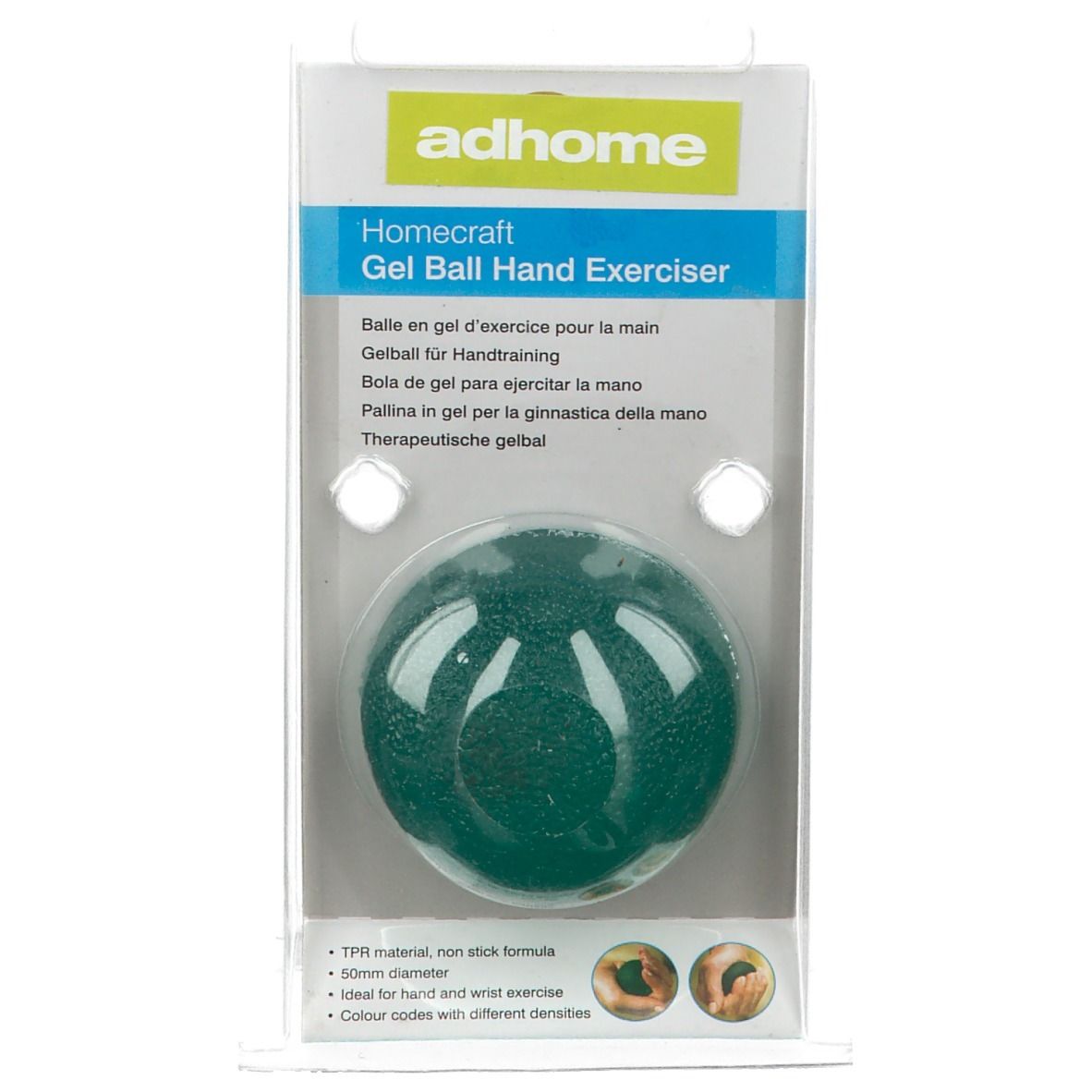 Adhome Homecraft Balle en gel d'exercice pour la main vert 5 cm 1 pc(s) Ball New