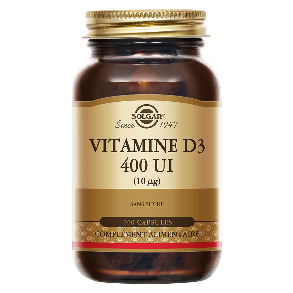 Solgar Vitamine D3 400 UI - Défenses immunitaires - 100 capsules 100 pc(s) Capsule(S)