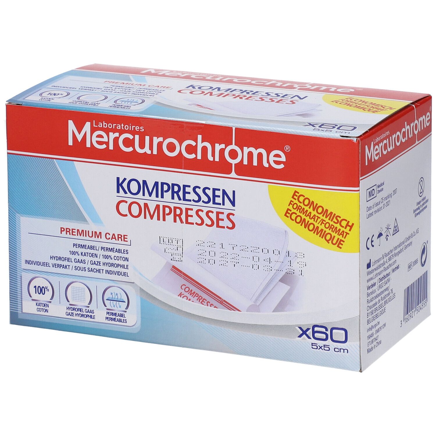 Mercurochrome® Compresses Stériles Format Éco 5 cm x 60 pc(s)