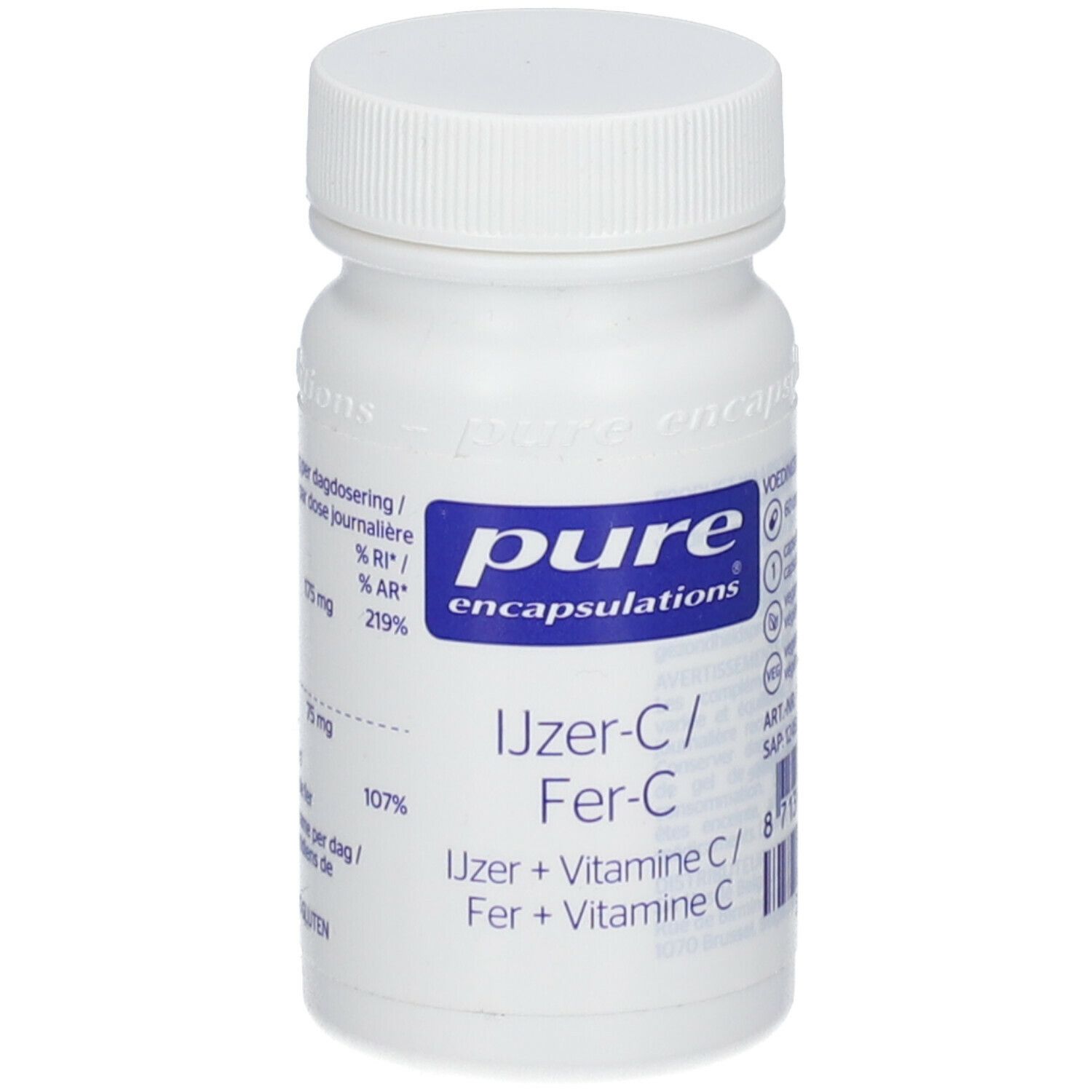 pure Encapsulations Fer + Vitamine C 60 pc(s) Capsule(S)