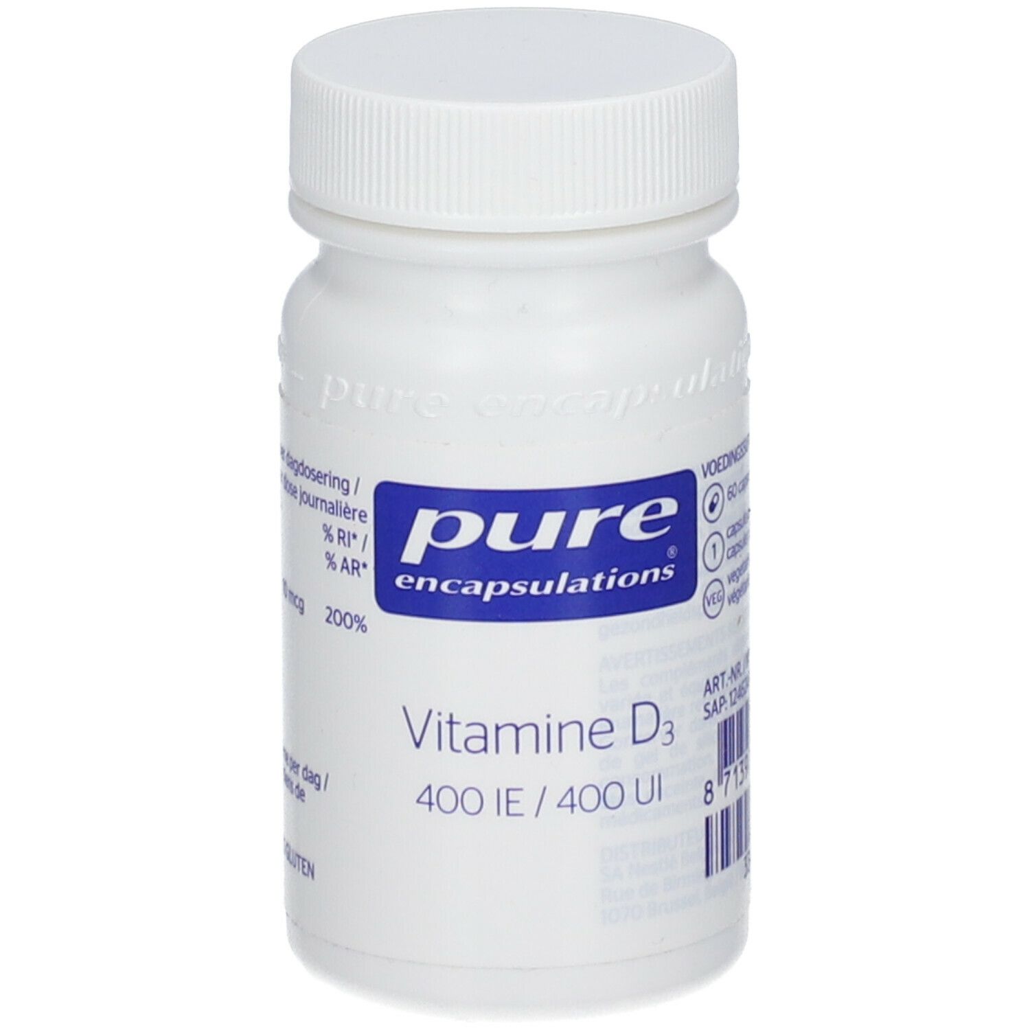 Pure Encapsulations Vitamine D3 400 Ui Capsule(S) 60 Pc(S) Enfants