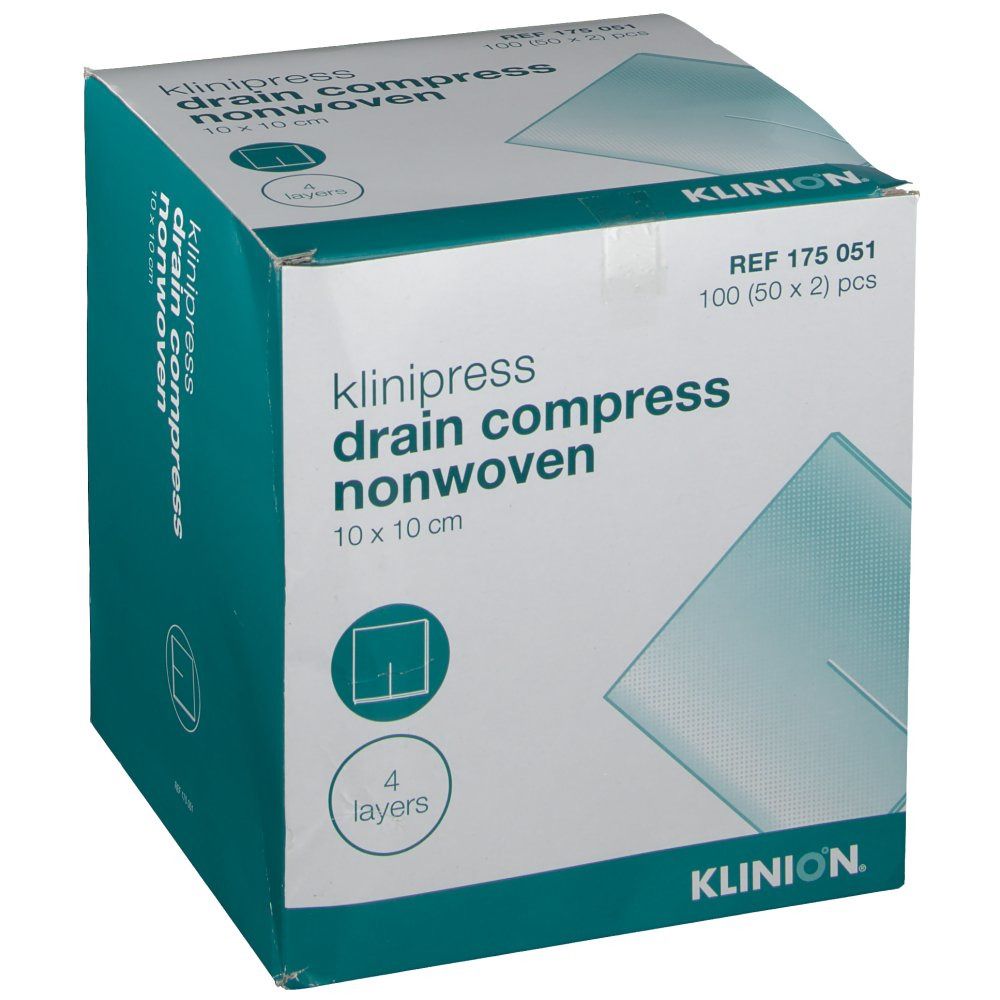 Klinion klinipress drain nw compress 10 x 10 cm 2x50 pc(s) Compresses