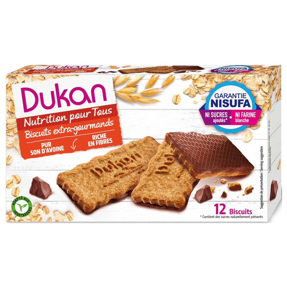 Dukan Biscuits de son d'avoine nappés chocolat Cookies 200 g