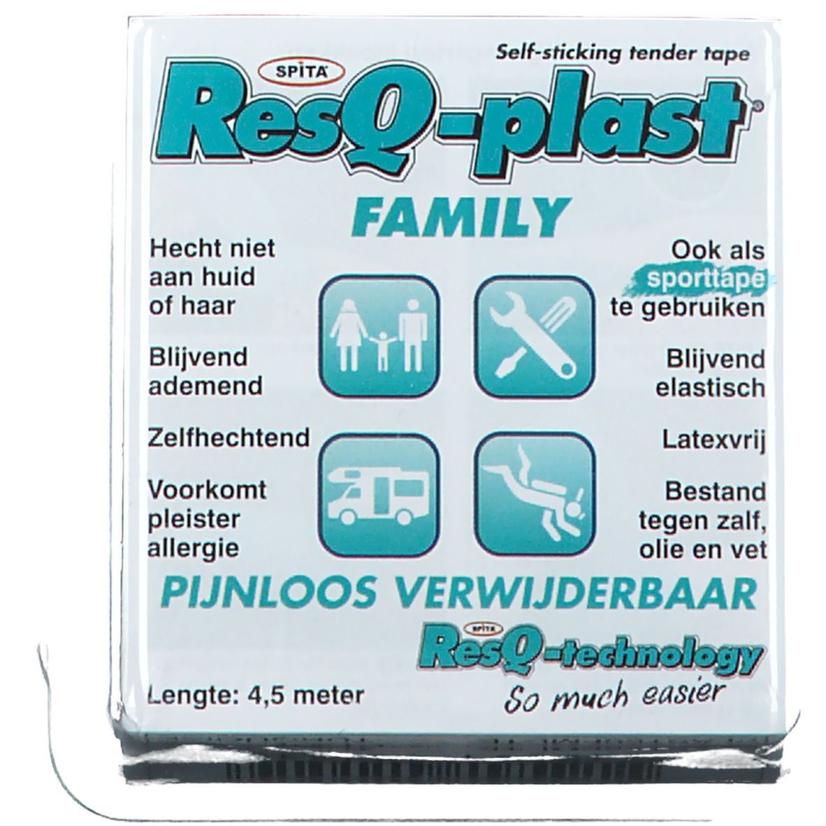 ResQ-plast FAMILY Turquoise 50 mm x 4,5 m 1 pc(s) Pansement(S)