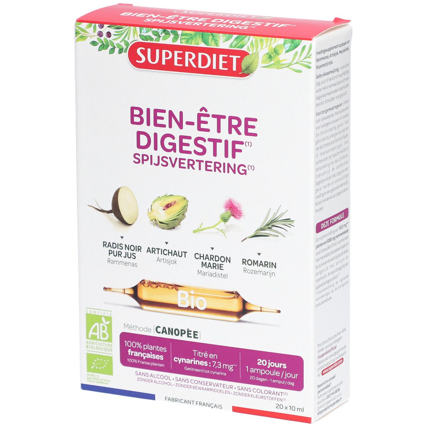 SUPER DIET Complexe Chardon Marie Digestion Bio Ampoules 20x15 pc(s) Ampoule(S) Buvable(S)