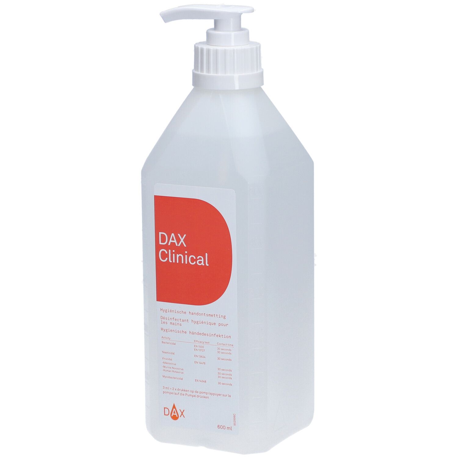 DAX Clinical Désinfectant pour les mains + Pompe 600 ml Gel(S)