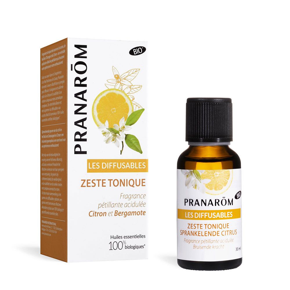 Pranarôm Les Diffusables Zeste Tonique Citron et Bergamote - Fragrance pétillante acidulé Huile 30 ml