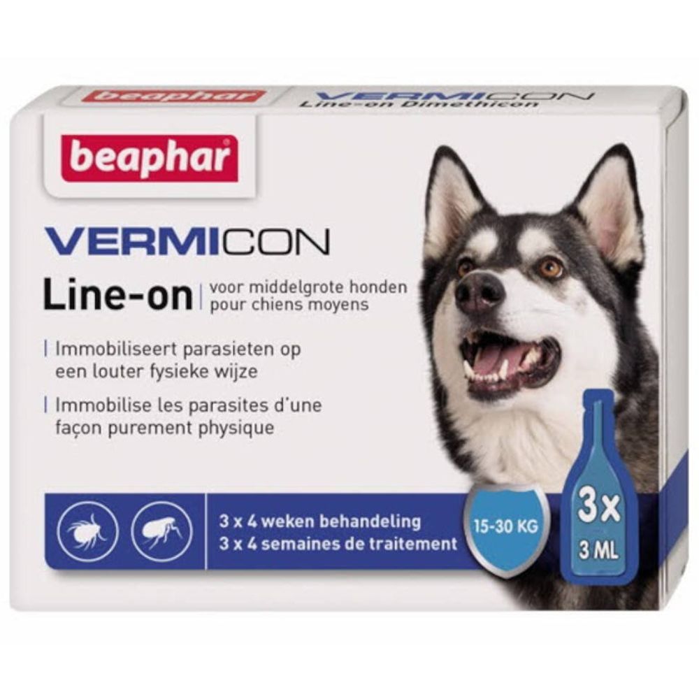 beaphar® VERMICON Line-on pour chiens moyens Pipette(S) Unidose(S) 3x3 ml