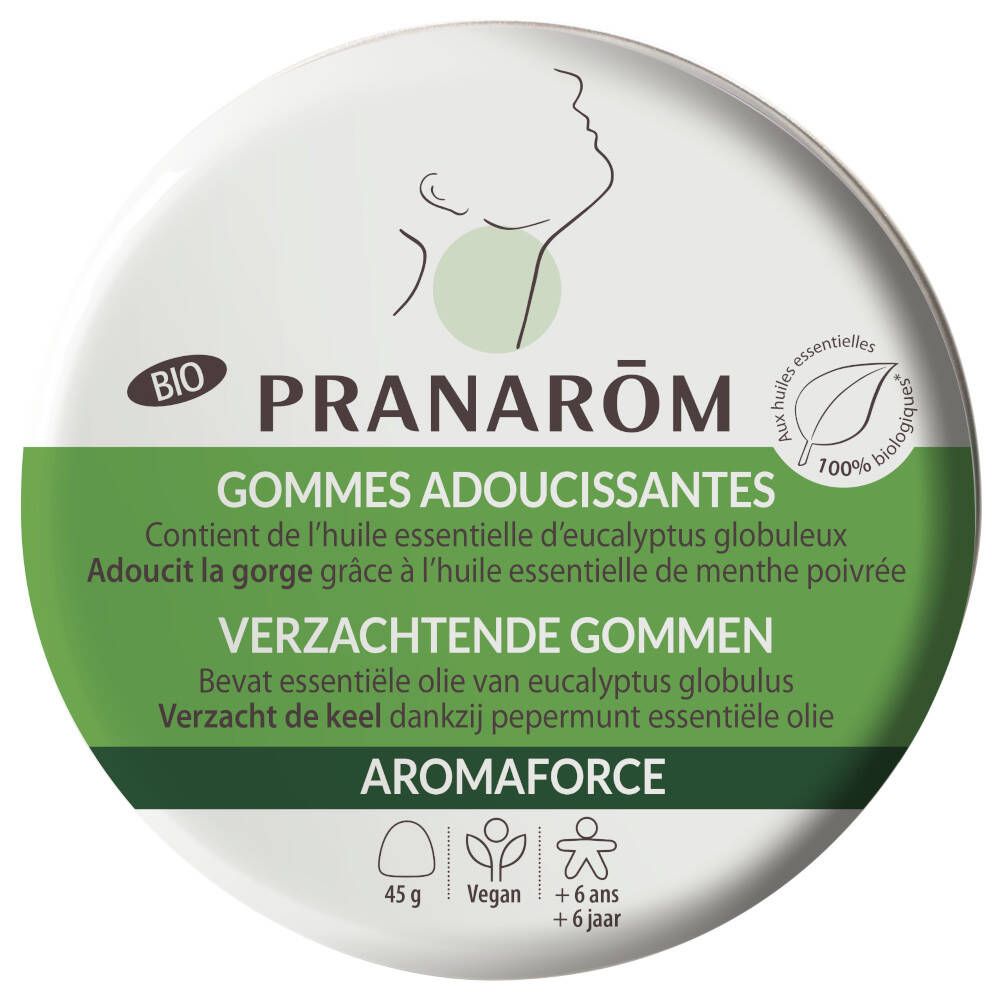 Pranarom Pranarôm Aromaforce Bio Gommes Adoucissantes Menthe/Eucalyptus Pastille(S) 45 Pc(S)