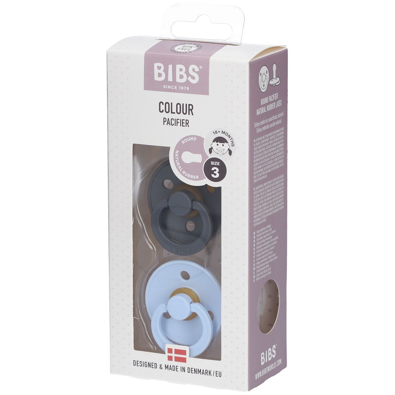 BIBS® BIBS COULEUR Tétines Iron - Baby Blue 18+ mois Taille 3 Sucette(S) 2 pc(s)