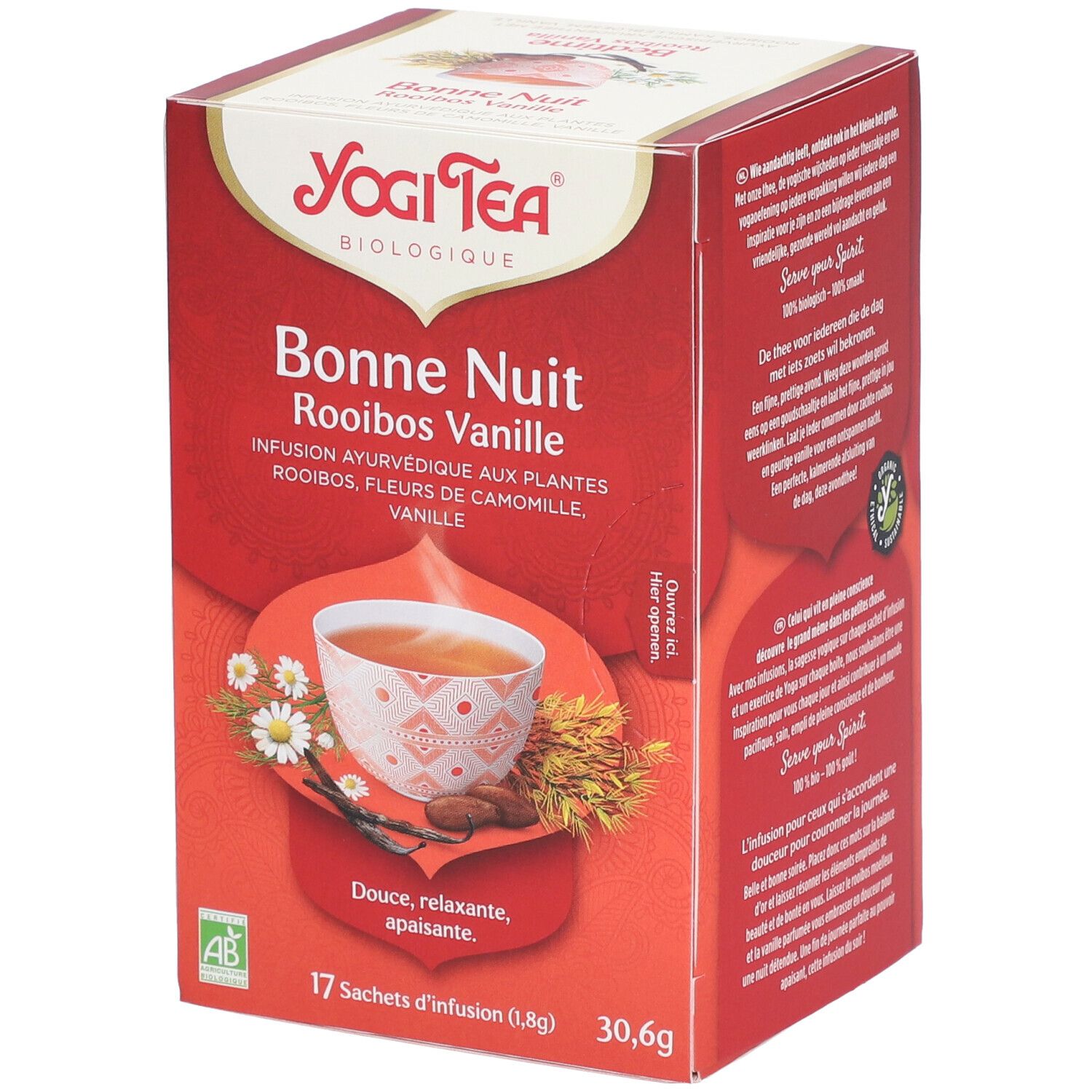 Yogi Tea Bonne Nuit Rooibos Vanille – Infusion bio apaisante pour le soir Thé Instantané 17 pc(s)