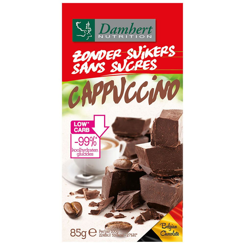 Damhert Tablette de chocolat cappuccino sans sucre Chocolat 85 g