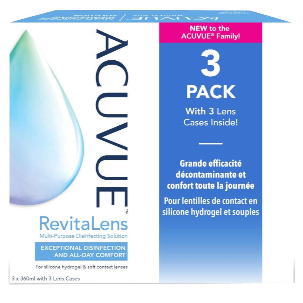 ACUVUE RevitaLens Trio + 3 Lense Cases 3x360 ml Fluide