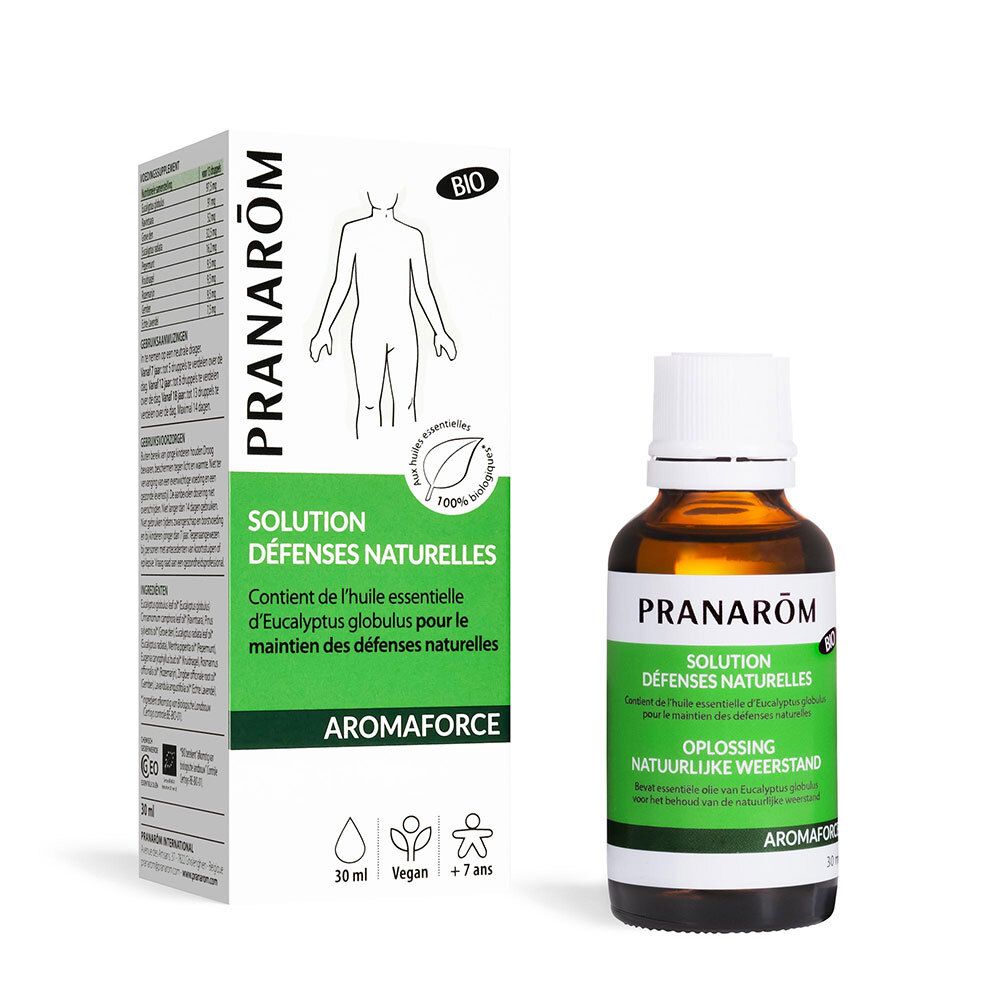 PRANARÔM - Aromaforce - Solution Défenses Naturelles - Synergie Huiles Essentielles 100% Bio - Maintient L'Immunité* - 30ml 30 ml Huile