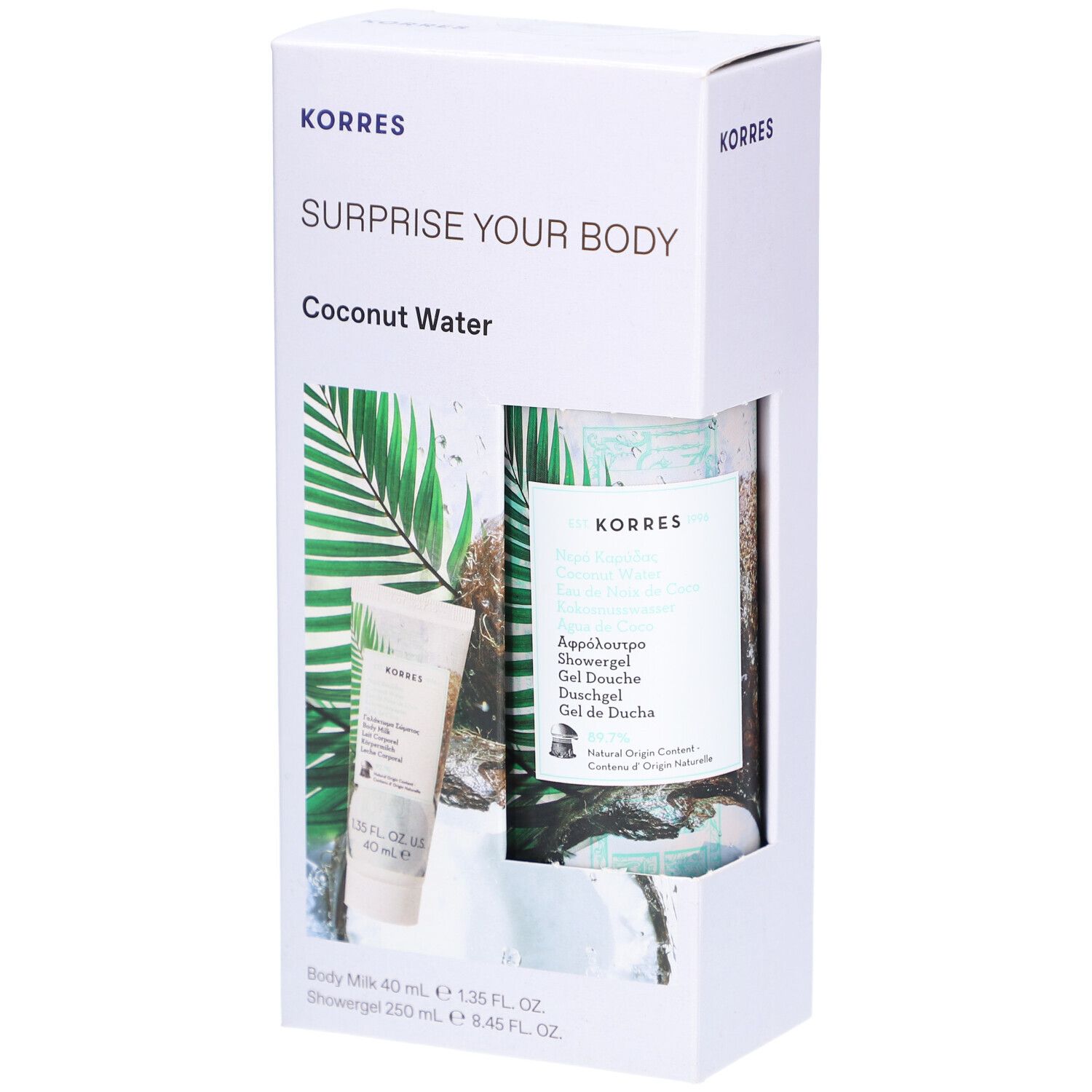 Korres Coffret Surprise your Body Eau de Noix Coco Lait corporel + Gel douche Lotion(S) 250+40 ml