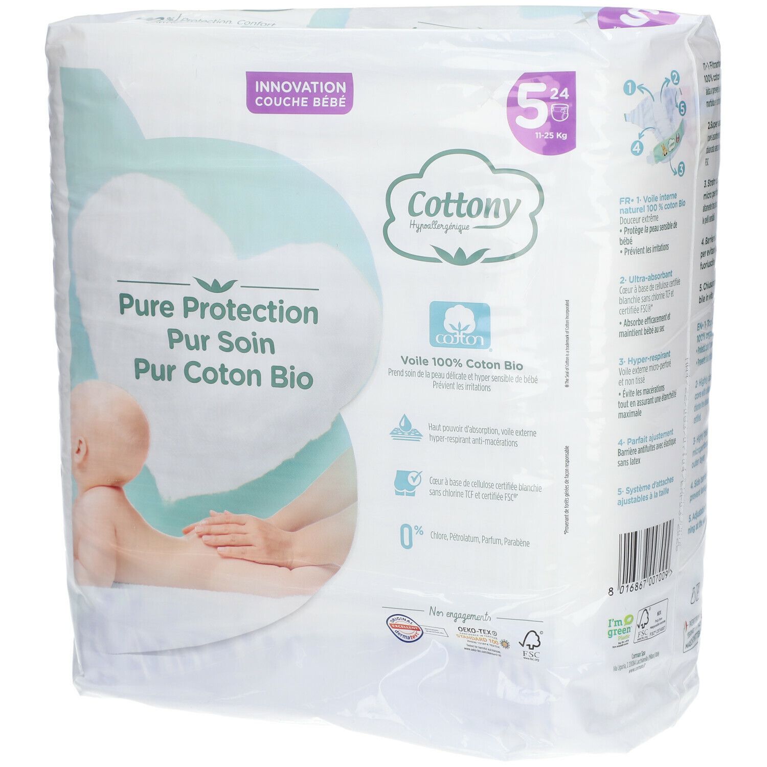 COTTONY Couches en coton taille 5 11-25 kg 24 pc(s)