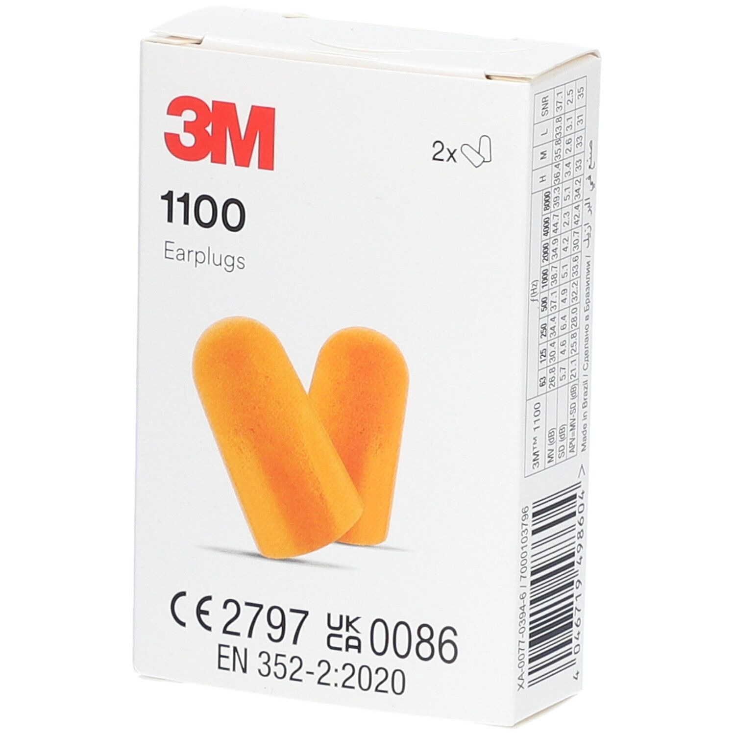 3M Bouchons d'oreilles en mousse 1100P 2 paires 2 pc(s) Bouchons D'Oreille