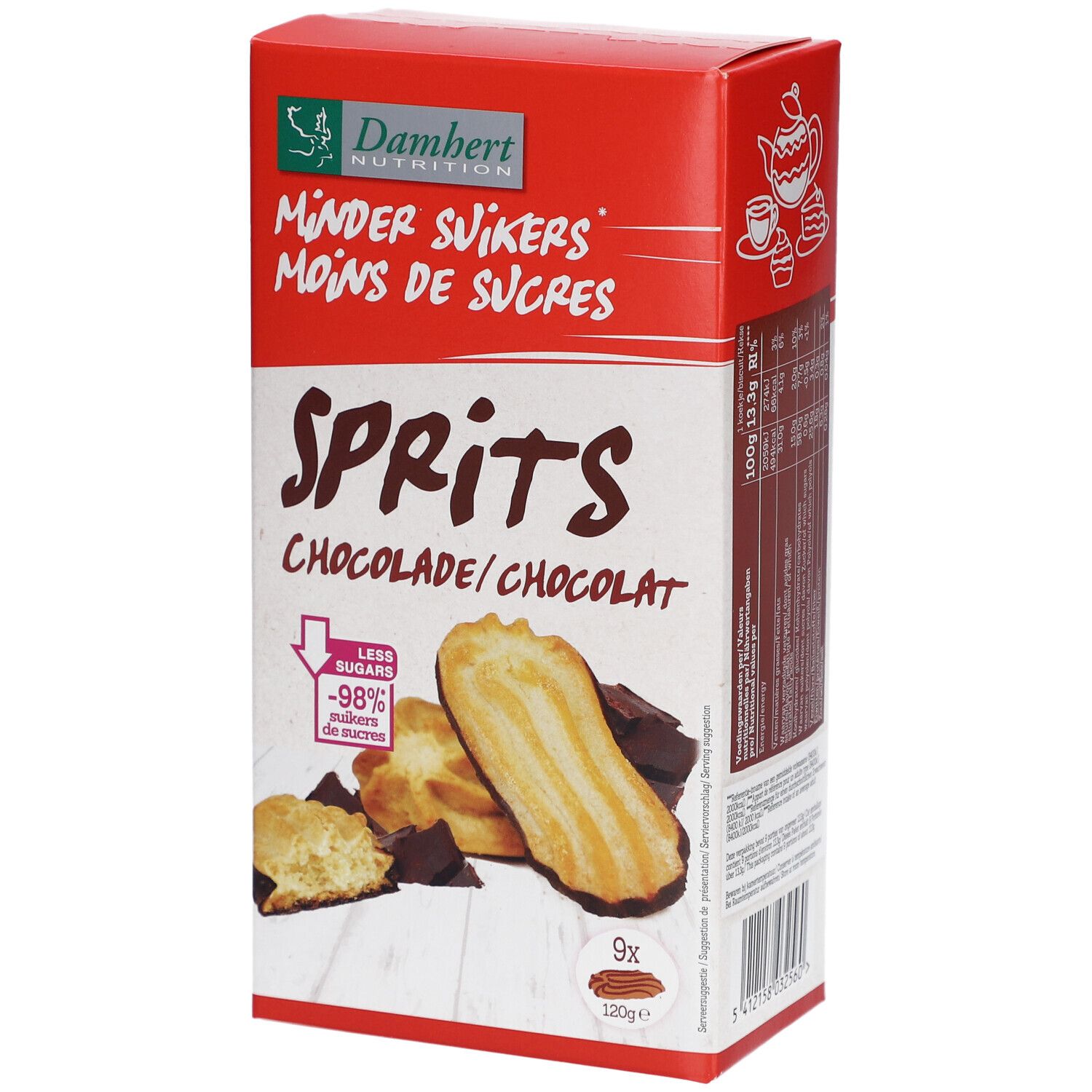 Damhert Low carb Sprits chocolat Snack 120 g