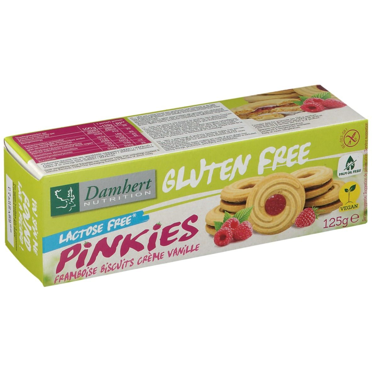 Damhert Gluten Free Pinkies Framboise biscuits crème vanille 125 g Autre