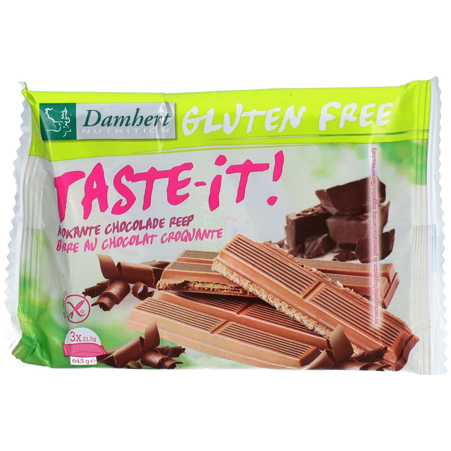 Damhert Gluten Free Taste-it! Barre au Chocolat Croquante 30 g
